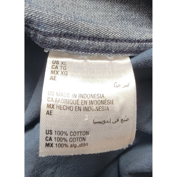 Sun & Stone XL Men Aztec Print Shirt Short‎ Slv Button Up Casual XL Denim Look - Picture 3 of 9